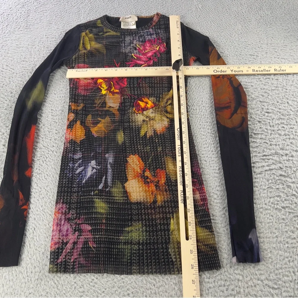 Fuzzi Top Womens Small Multicolor Sheer Long Sleeve Embroidered Floral Italy Y2K - Picture 8 of 8